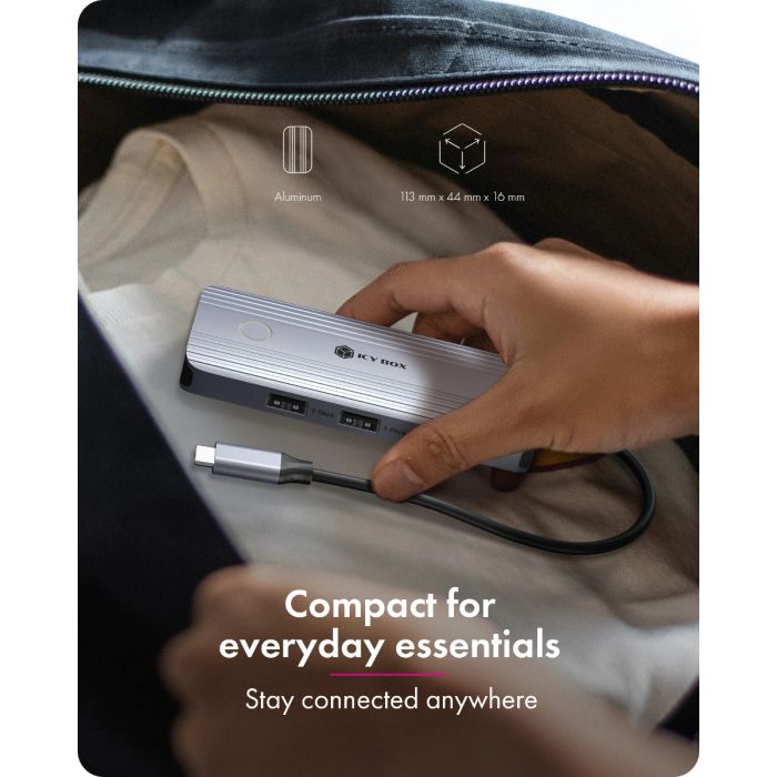 IcyBox IB-DK4081-SO Travel Docking USB-C Docking Station-3