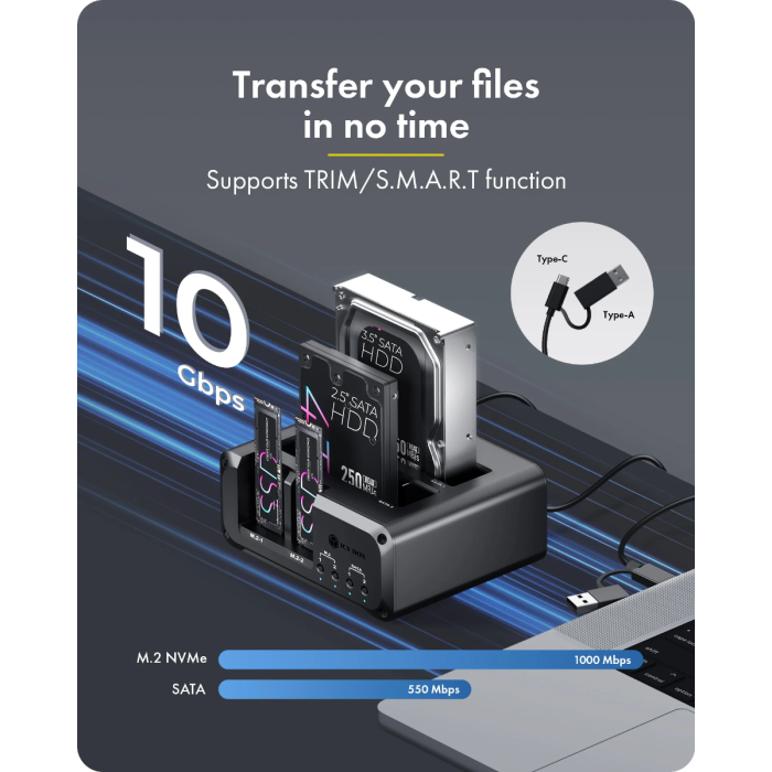 IcyBox IB-2925MS-CU31 Docking and Cloning Station for M.2 NVMe SSDs &amp; 2.5/3.5-inch SATA SSDs/HDDs-1