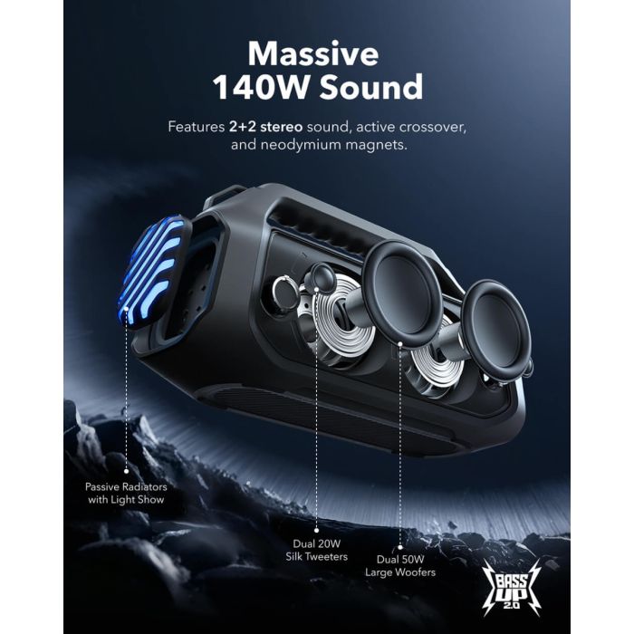 Anker Soundcore BOOM 2 Plus BT 6.0 Portable Bluetooth Speaker, Black-2