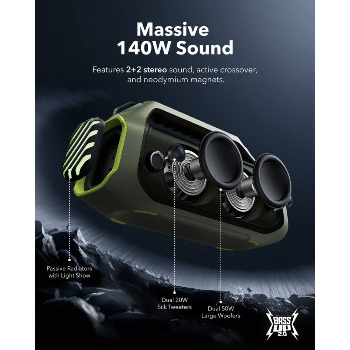 Anker Soundcore BOOM 2 Plus BT 6.0 Portable Bluetooth Speaker, Green-2