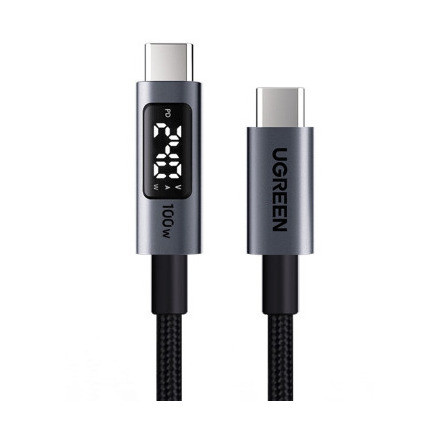Kabel UGREEN L530, USB C (M) na USB C (M), s ekranom, 3m, crni