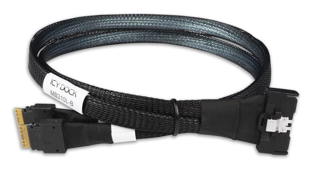 Kabel ICY DOCK MB310L-B (MCIO 8i na 2x SlimSAS 4i, 0,5 m, crni)