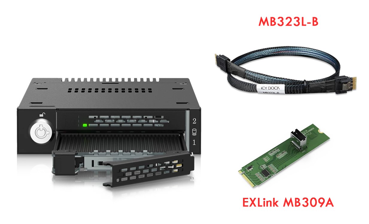 Kućište ICY DOCK ToughArmor MB834MK-B V2 za 2x M.2 NVMe SSD (PCIe 4.0, crna boja)-8