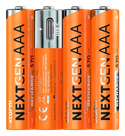 Punjiva baterija XTORM XNG3AB4 AAA (570mAh, USB-C, 4 kom)-0