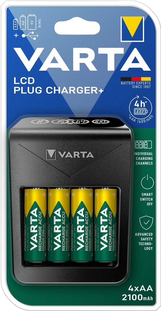 Punjač baterija VARTA 57687 LCD Plug Charger+ (AA/AAA/9V, USB izlaz)-1