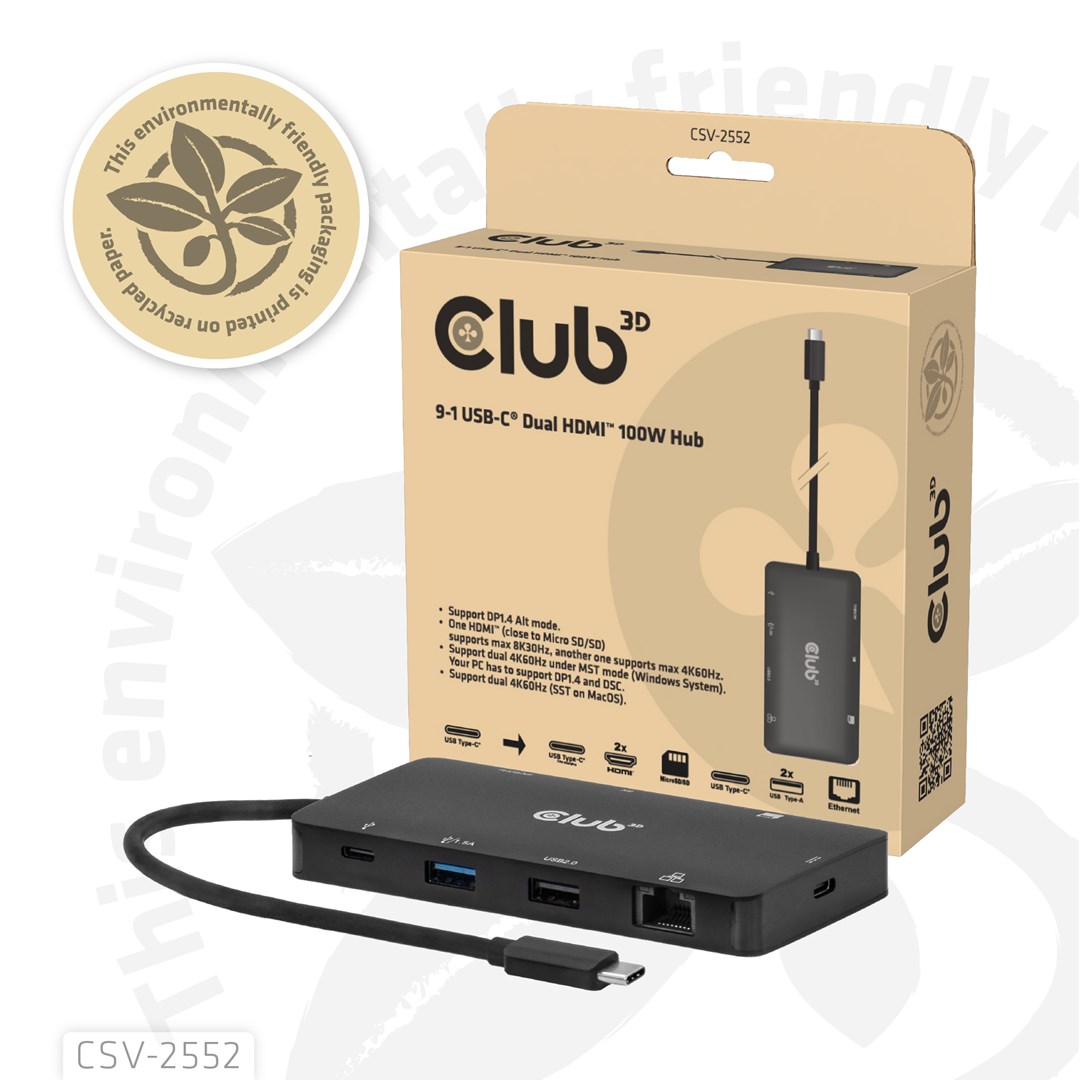 CLUB3D 9-1 Dual HDMI™ USB-C® Hub PD3.0 100W-3
