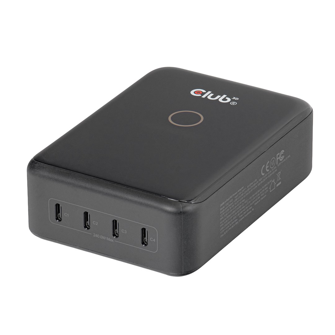 CLUB3D CAC-1933 4-Port USB-C® Charging Station 240W GaN PD 3.1 + PPS + LED Display-9
