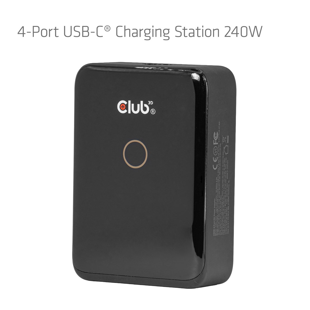 CLUB3D CAC-1933 4-Port USB-C® Charging Station 240W GaN PD 3.1 + PPS + LED Display-1