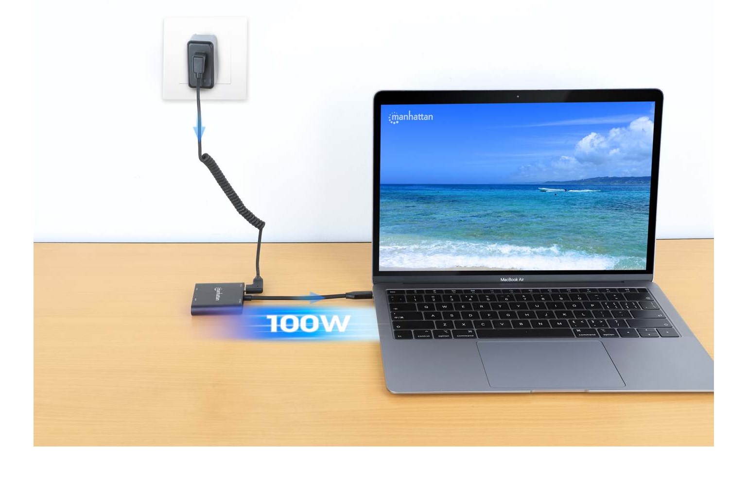 Manhattan USB-C to Dual HDMI & USB-A Adapter, Dual 4K@30Hz or Single 4K@60Hz, Power Delivery 100W, 480 Mbps (USB 2.0), Cable 15cm, Black, Male to Female, Three Year Warranty-4