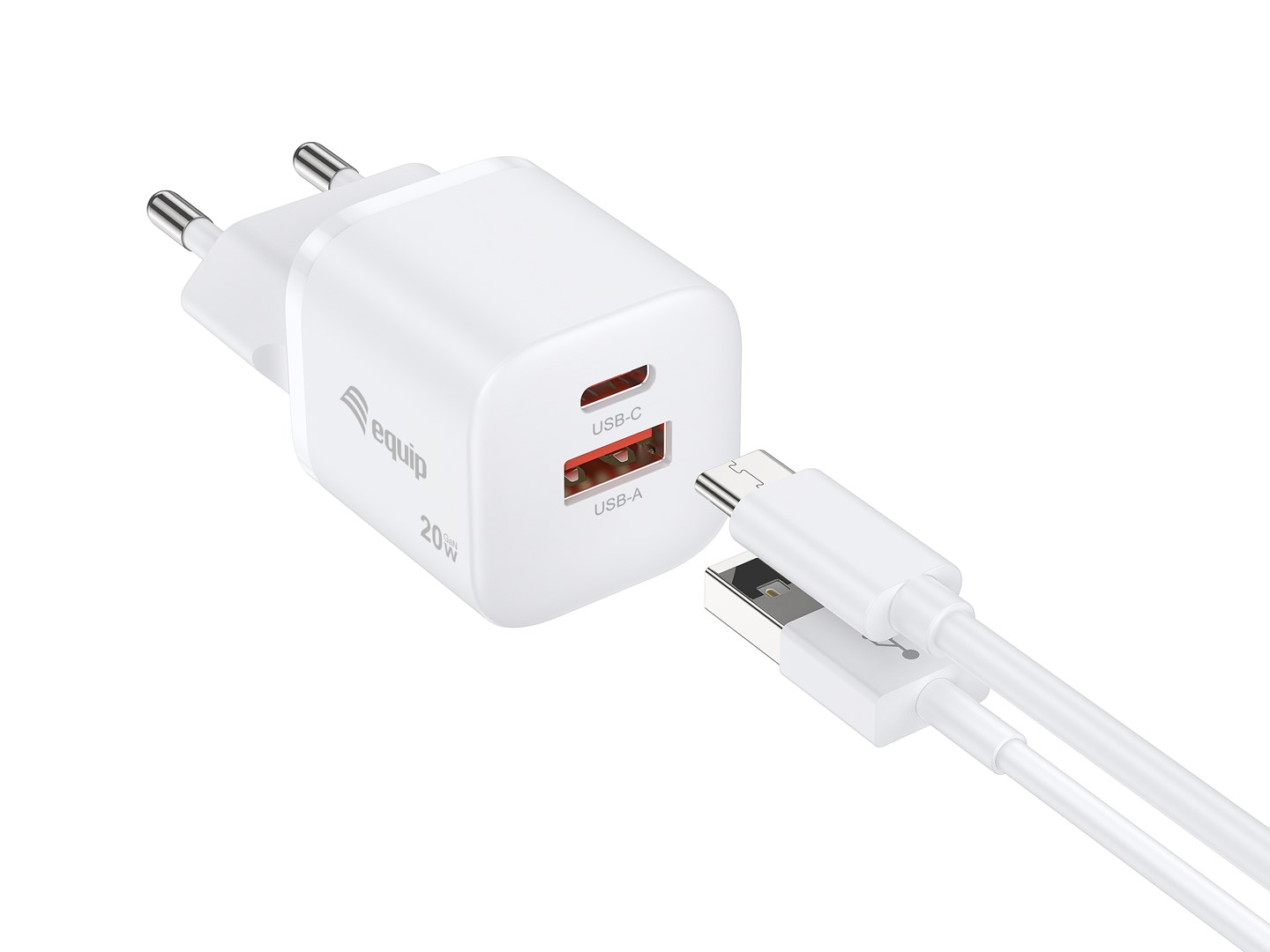 Equip 2-Port 20W GaN USB PD Charger, USB-C x 1, USB-A x 1, 25pcs/pack-2