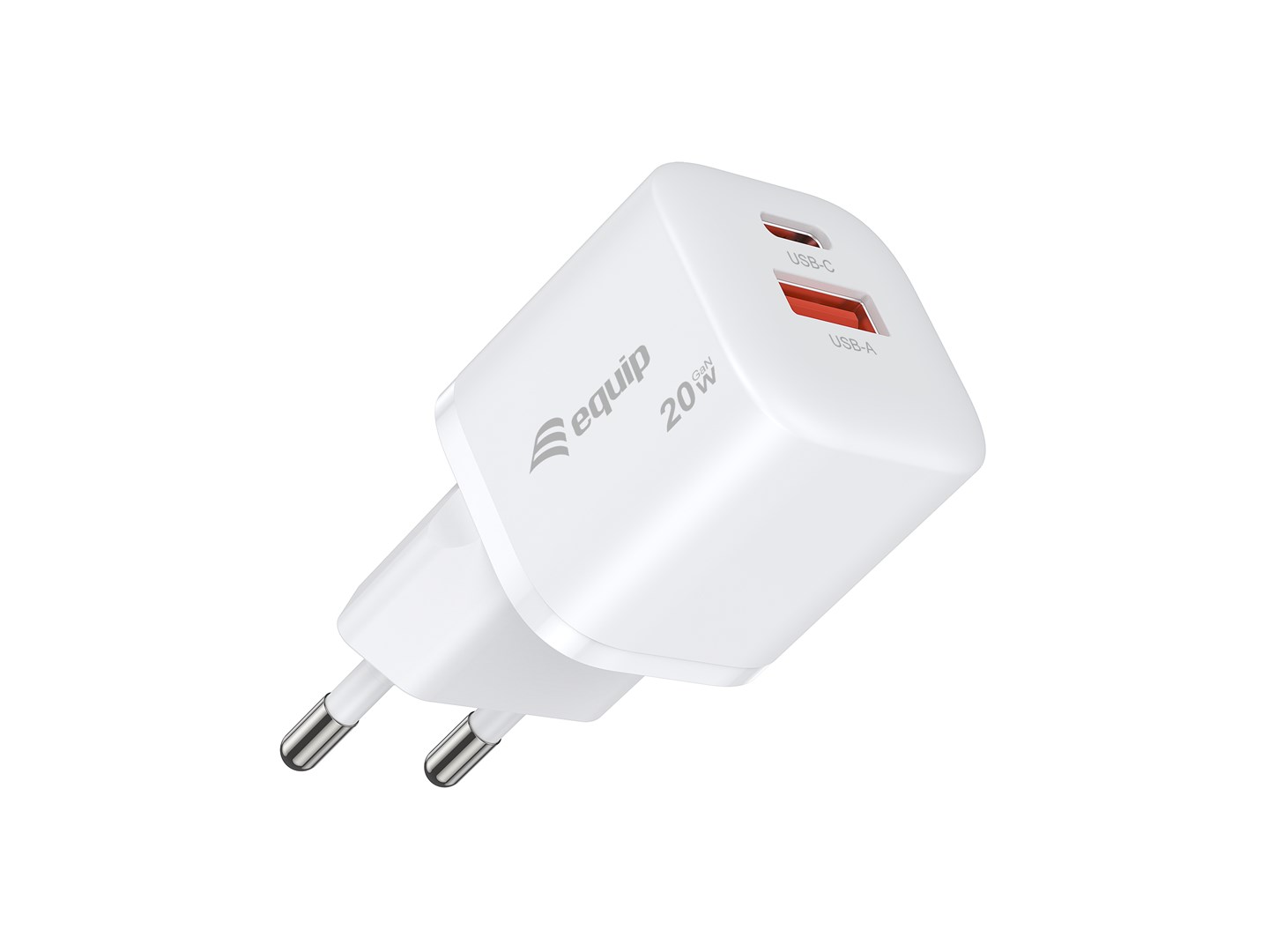 Equip 2-Port 20W GaN USB PD Charger, USB-C x 1, USB-A x 1, 25pcs/pack-0