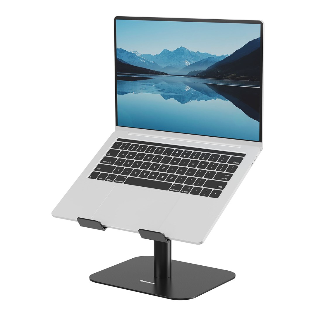 Fellowes Alumia Laptop Riser Desk Based Laptop Stand Max Size 15 inch Max Weight 5kg Black-0