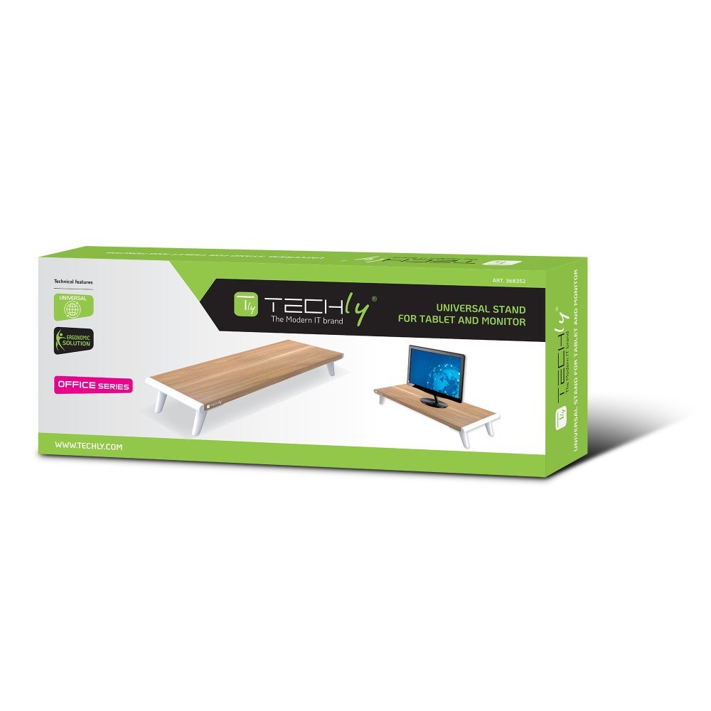 Techly ICA-MS 389 monitor mount / stand Desk White, Wood-1