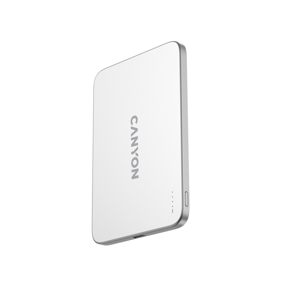 Powerbank CANYON OnPower 503 Air (3000 mAh, USB-C, bežično punjenje 7,5 W, srebrna boja)