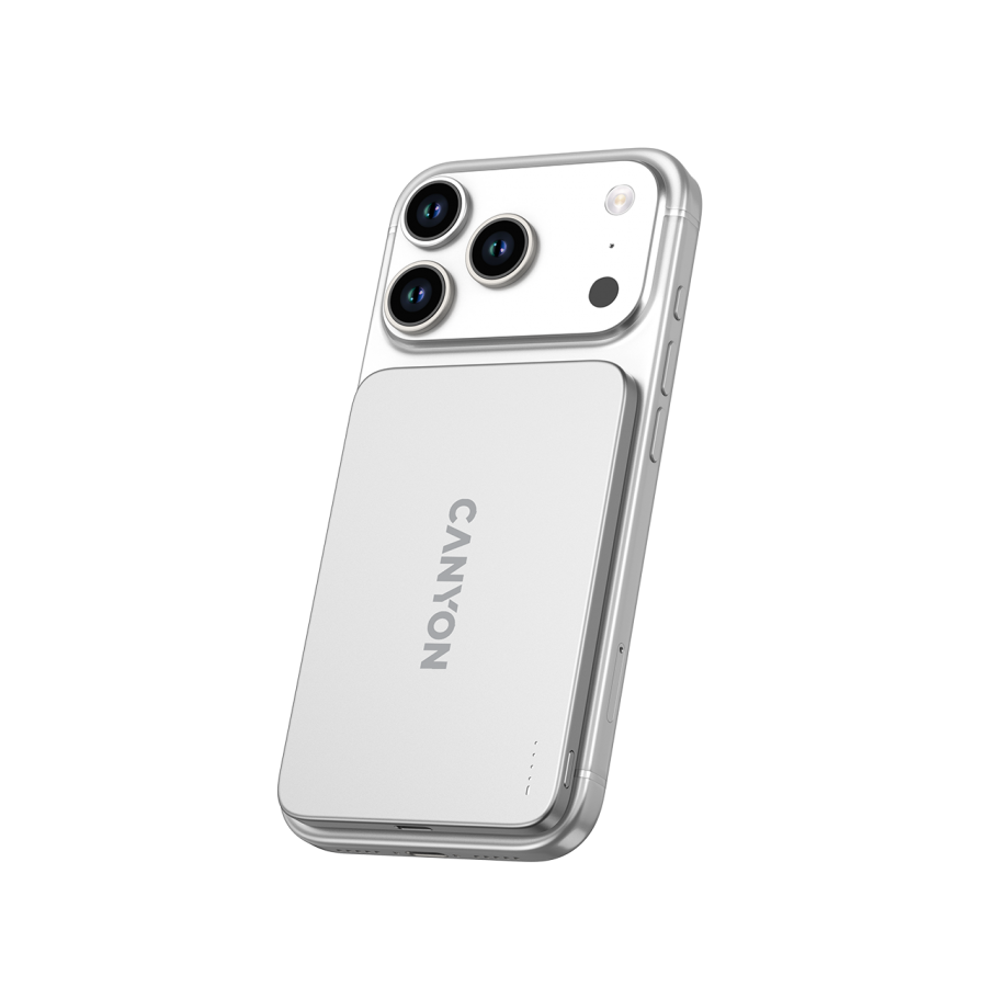 Powerbank CANYON OnPower 503 Air (3000 mAh, USB-C, bežično punjenje 7,5 W, srebrna boja)-4