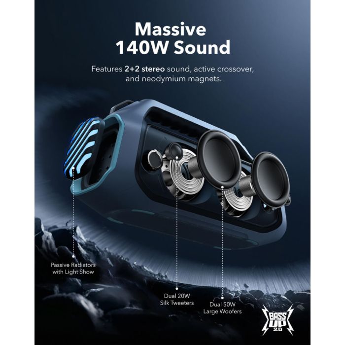 Anker Soundcore BOOM 2 Plus BT 6.0 Portable Bluetooth Speaker, Blue-2