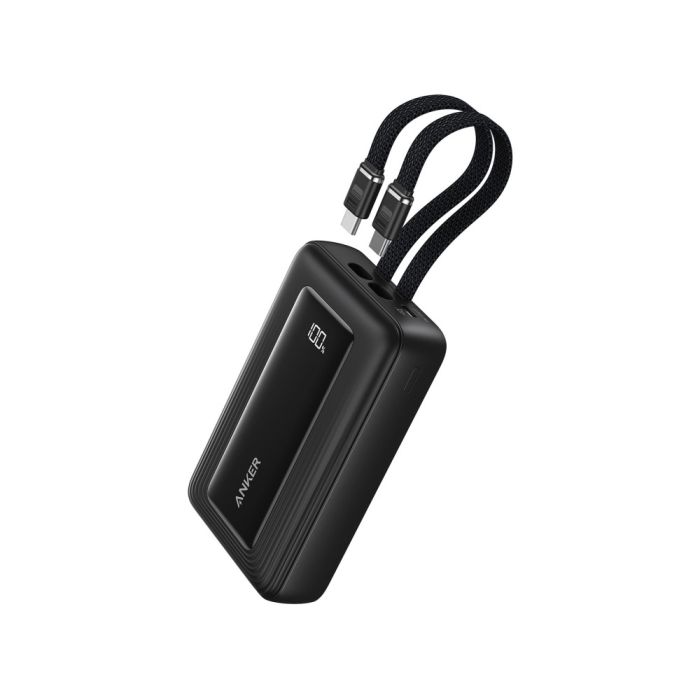 Anker Zolo Power Bank 10,000 mAh, 35W with 2 Built-in USB-C Cables, Black
