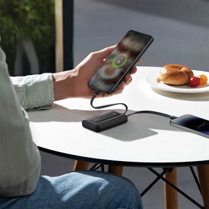 Anker Zolo Power Bank 10,000 mAh, 35W with 2 Built-in USB-C Cables, Black-1