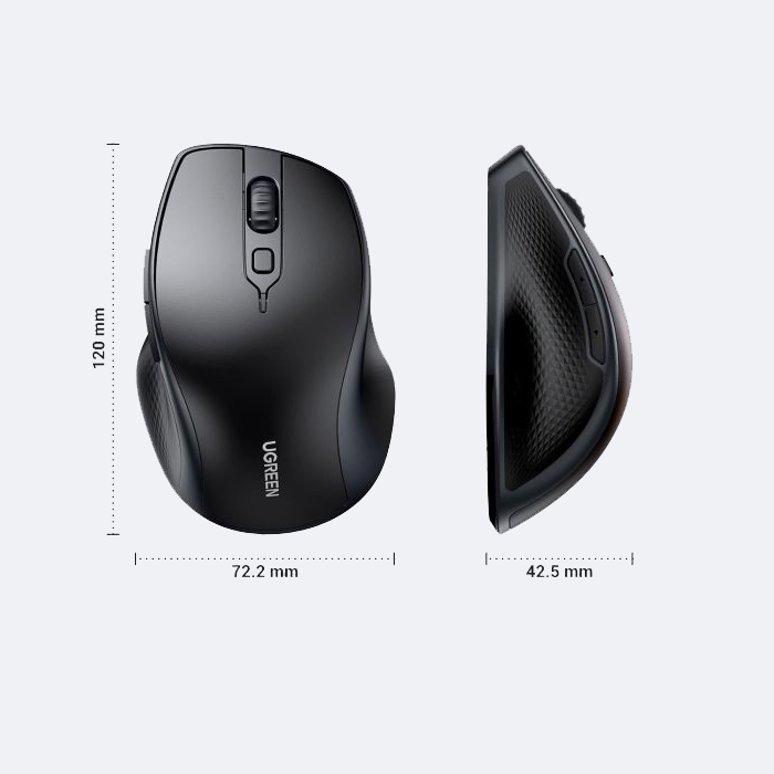 Ugreen ergonomska Dual-mode brezžična miška s stranskimi gumbi-8