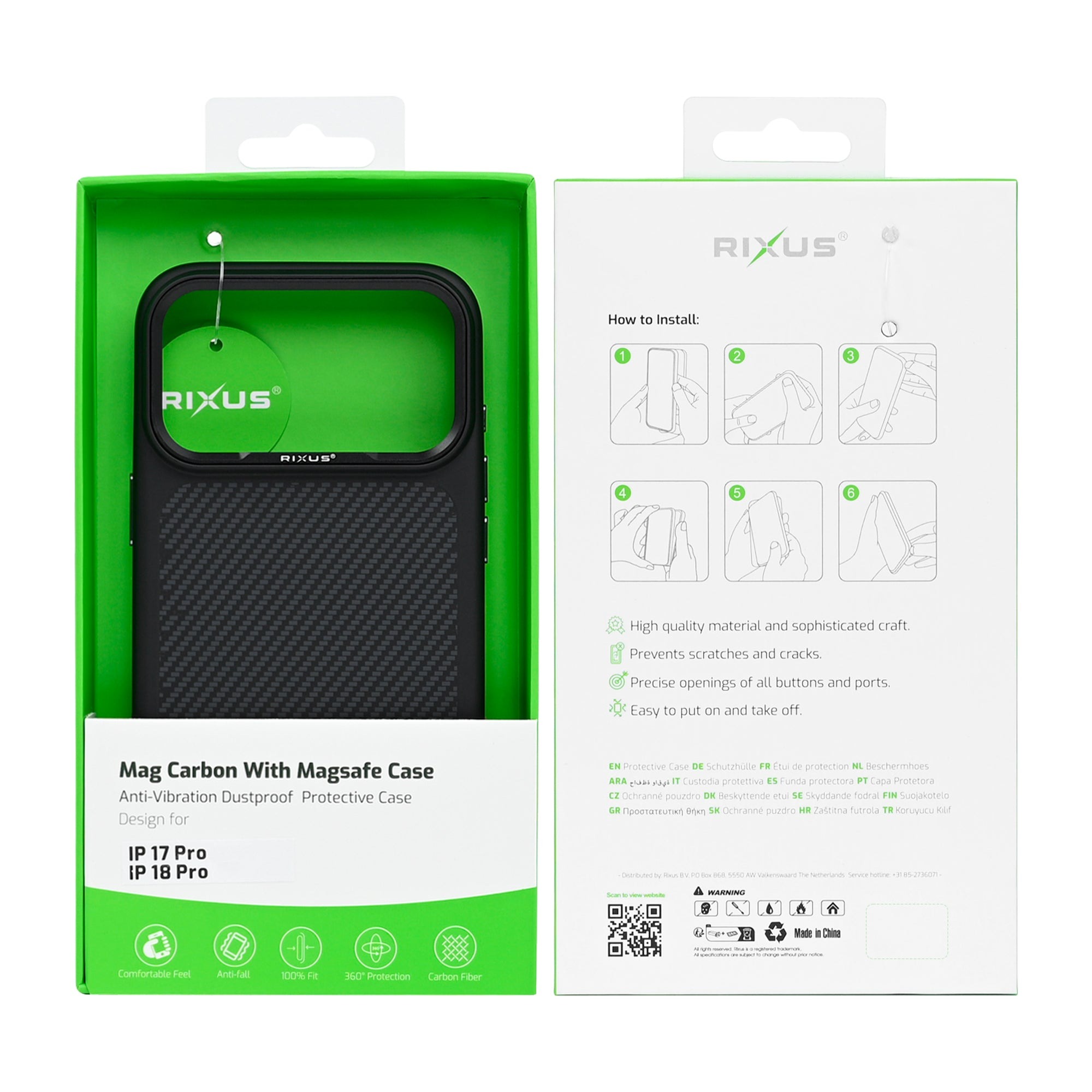 Rixus Mag Carbon With MagSafe Compatible For Apple iPhone 17 Pro, 18 Pro Titanium Black-0