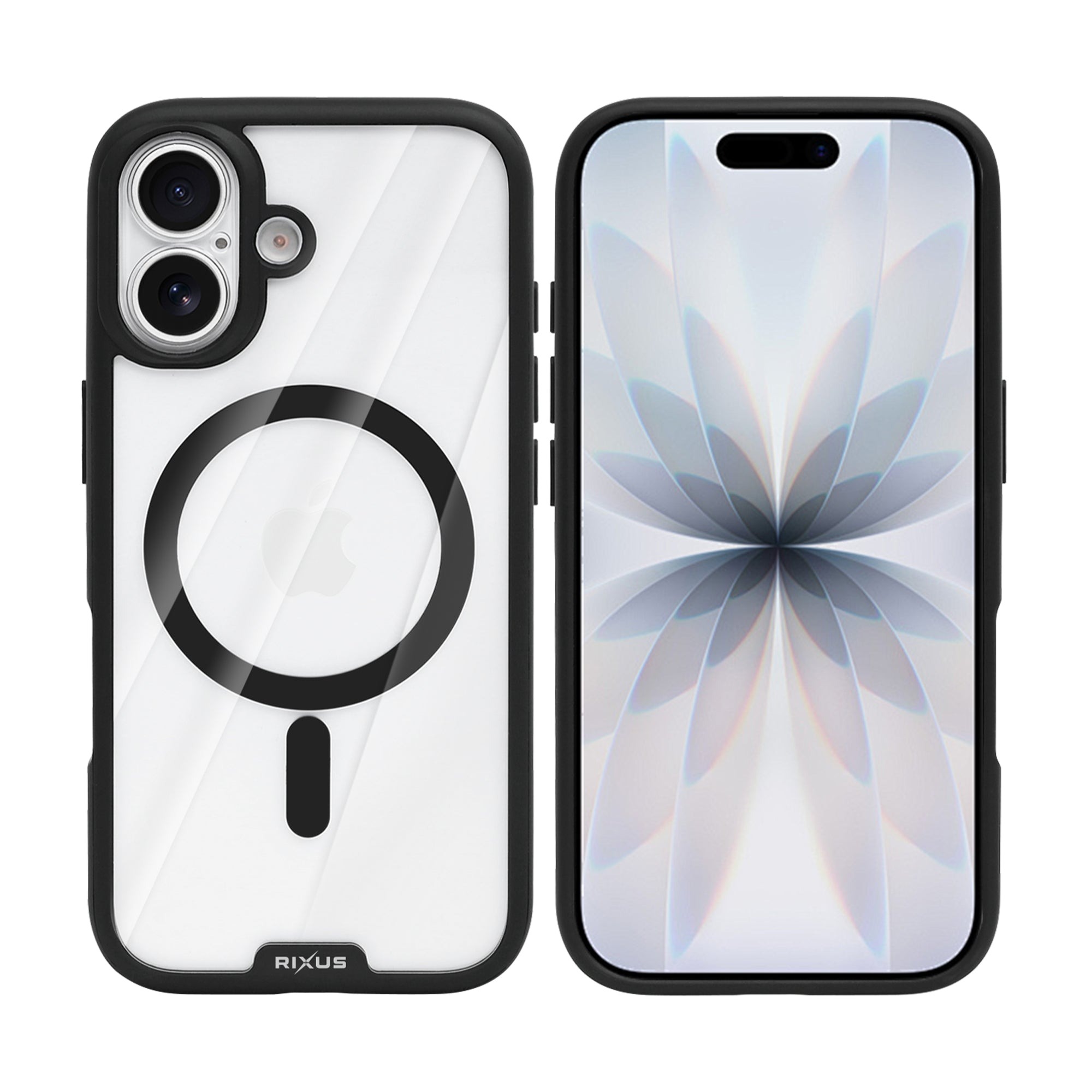 Zaštitna maska RIXUS Crystal Amber za Apple iPhone 17 (MagSafe, anti-burst, plastika i TPU, crna boja)-0