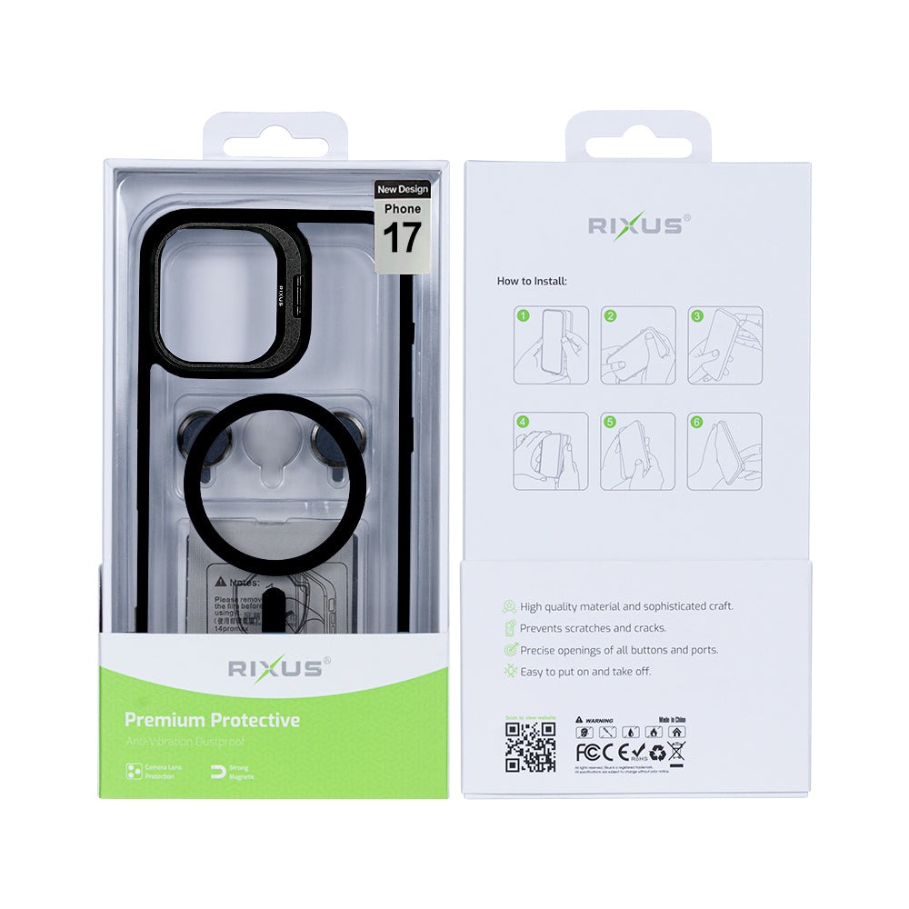 Rixus Classic 03 Case With MagSafe Compatible For Apple iPhone 17 Black-0