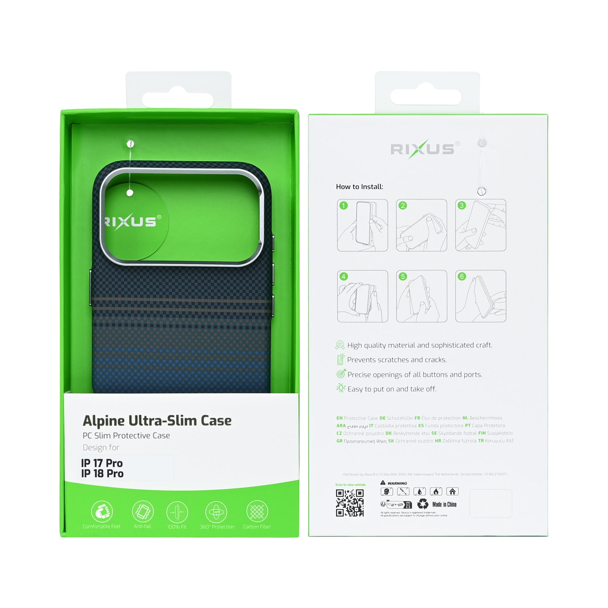 Rixus Alpine Ultra-Slim Case With MagSafe Compatible RXA131 For Apple iPhone 17 Pro, 18 Pro Stripe Blue-0