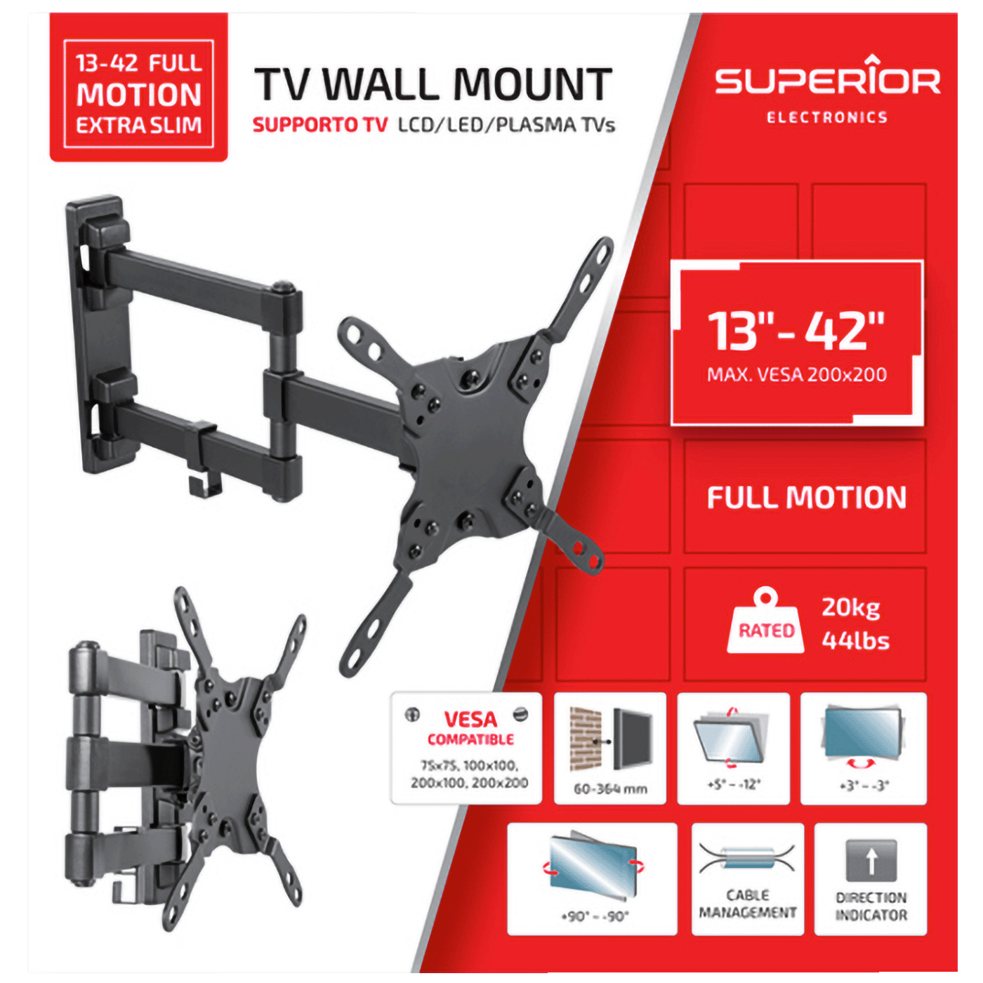 Superior Nosač za TV prijemnike 13"-42", Full Motion Extra Slim - 13-42 Full Motion Extra Slim-3