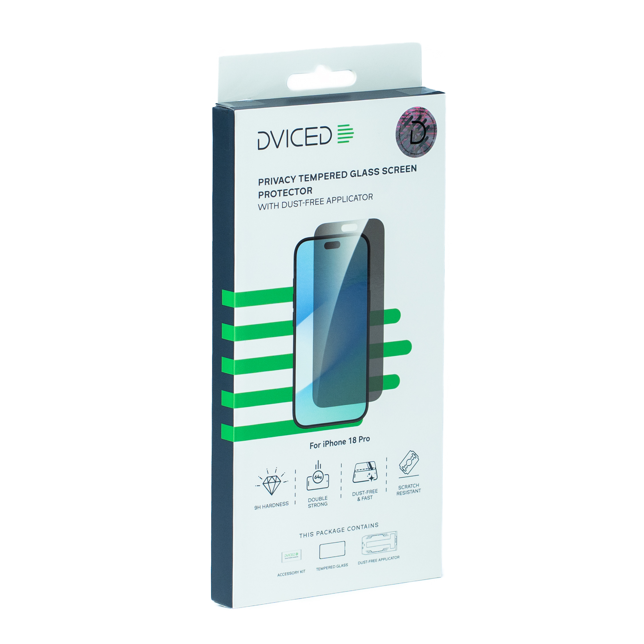 Dviced Privacy Tempered glass screen protector for iPhone 18 Pro with dust-free applicator-1