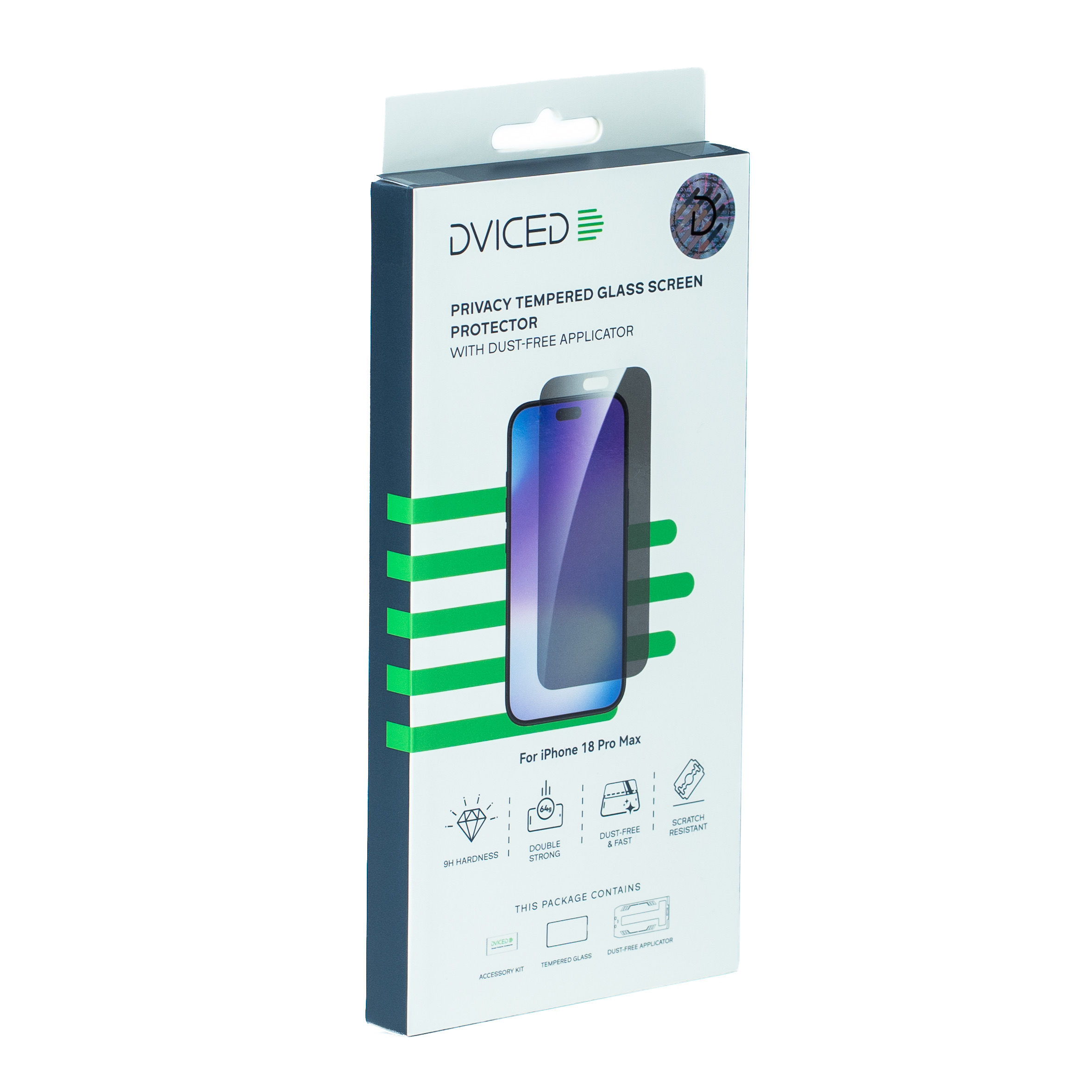 Dviced Privacy Tempered glass screen protector for iPhone 18 Pro Max with dust-free applicator-1