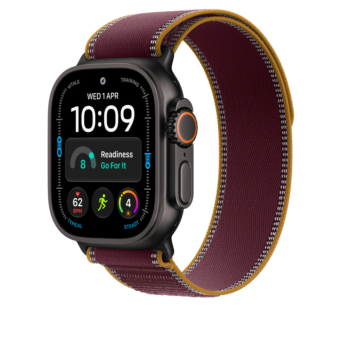 Apple Watch 49mm Titanium Loop: Burgundy Trail Loop - M/L - Black Titanium Finish-2