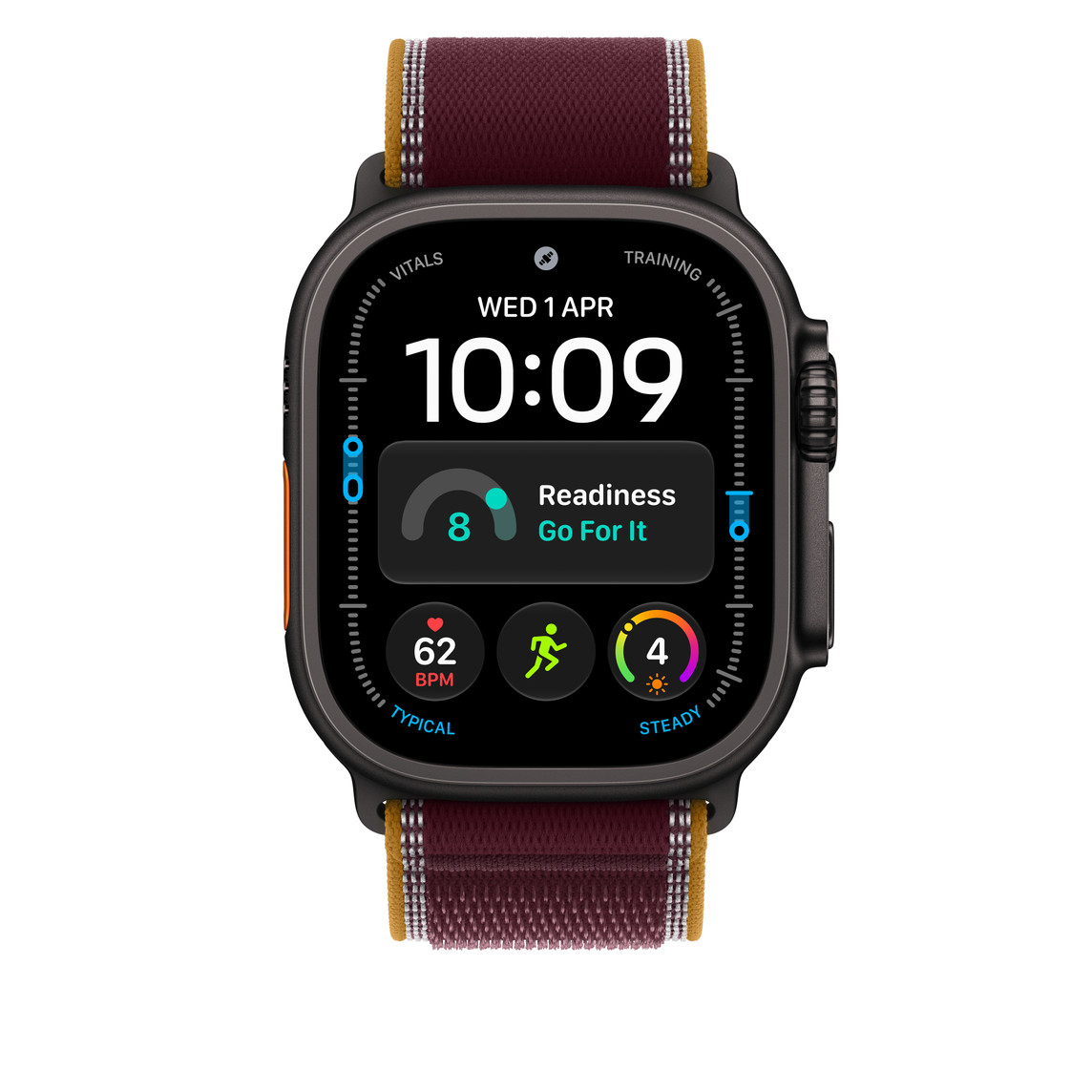 Apple Watch 49mm Titanium Loop: Burgundy Trail Loop - M/L - Black Titanium Finish-1