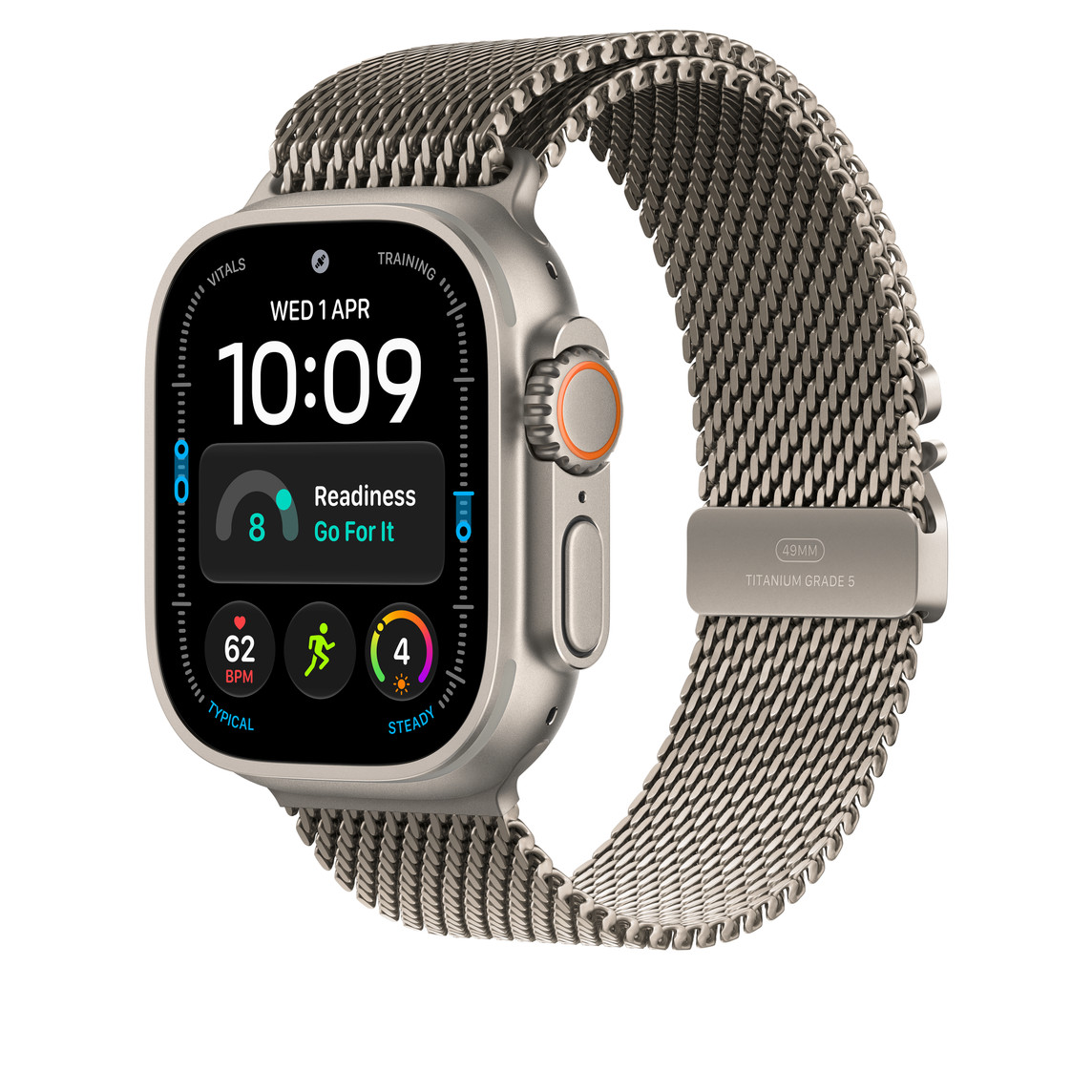 Apple Watch 49mm Milanese Loop: Natural Titanium Milanese Loop - Medium-1