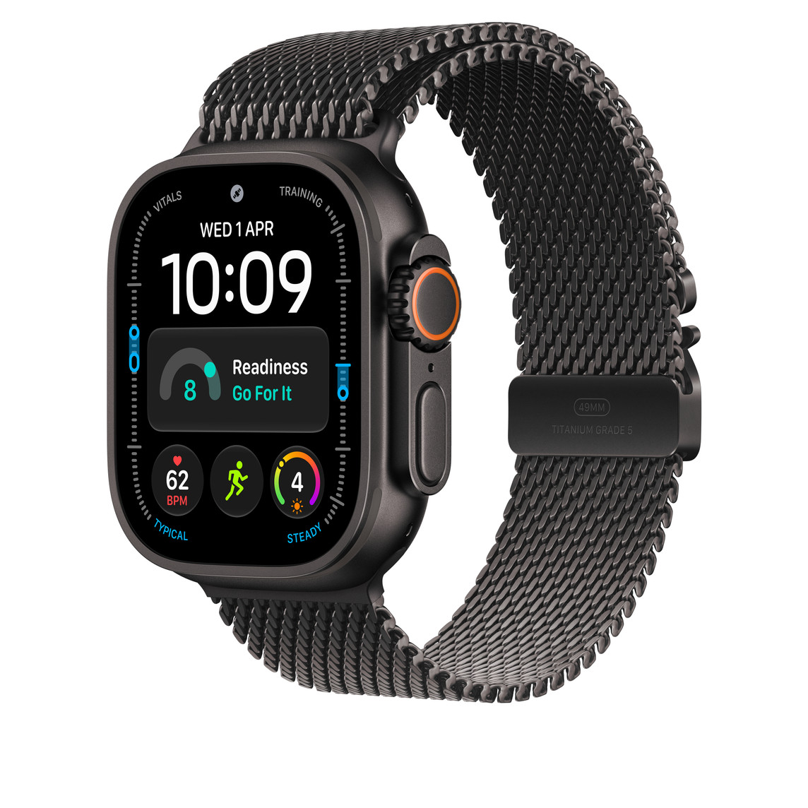 Apple Watch 49mm Milanese Loop: Black Titanium Milanese Loop - Medium-1