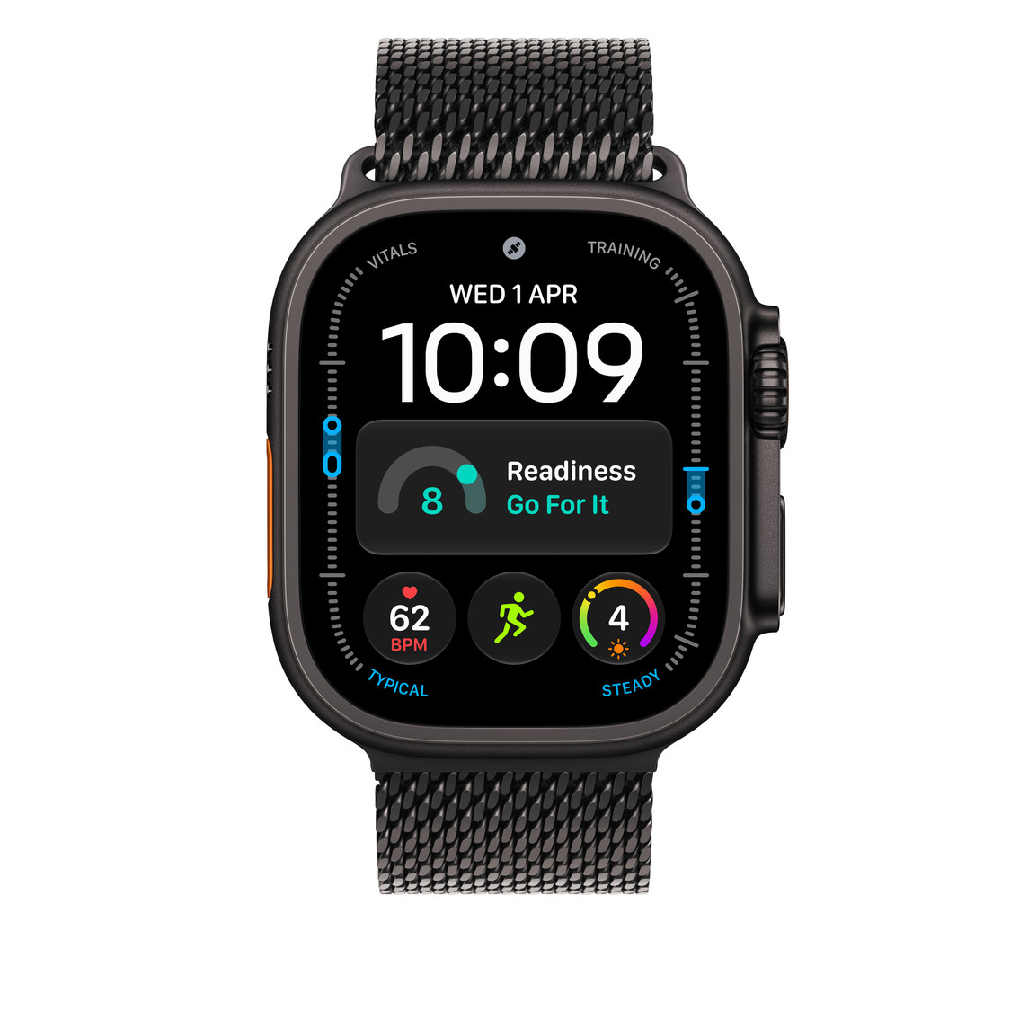 Apple Watch 49mm Milanese Loop: Black Titanium Milanese Loop - Medium-2