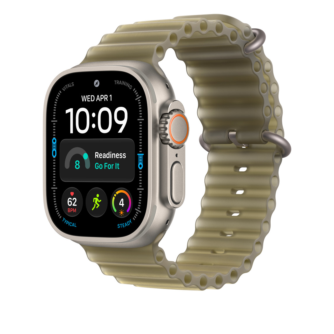 Apple Watch 49mm Titanium Band: Translucent Kelp Ocean Band - Natural Titanium Finish-1
