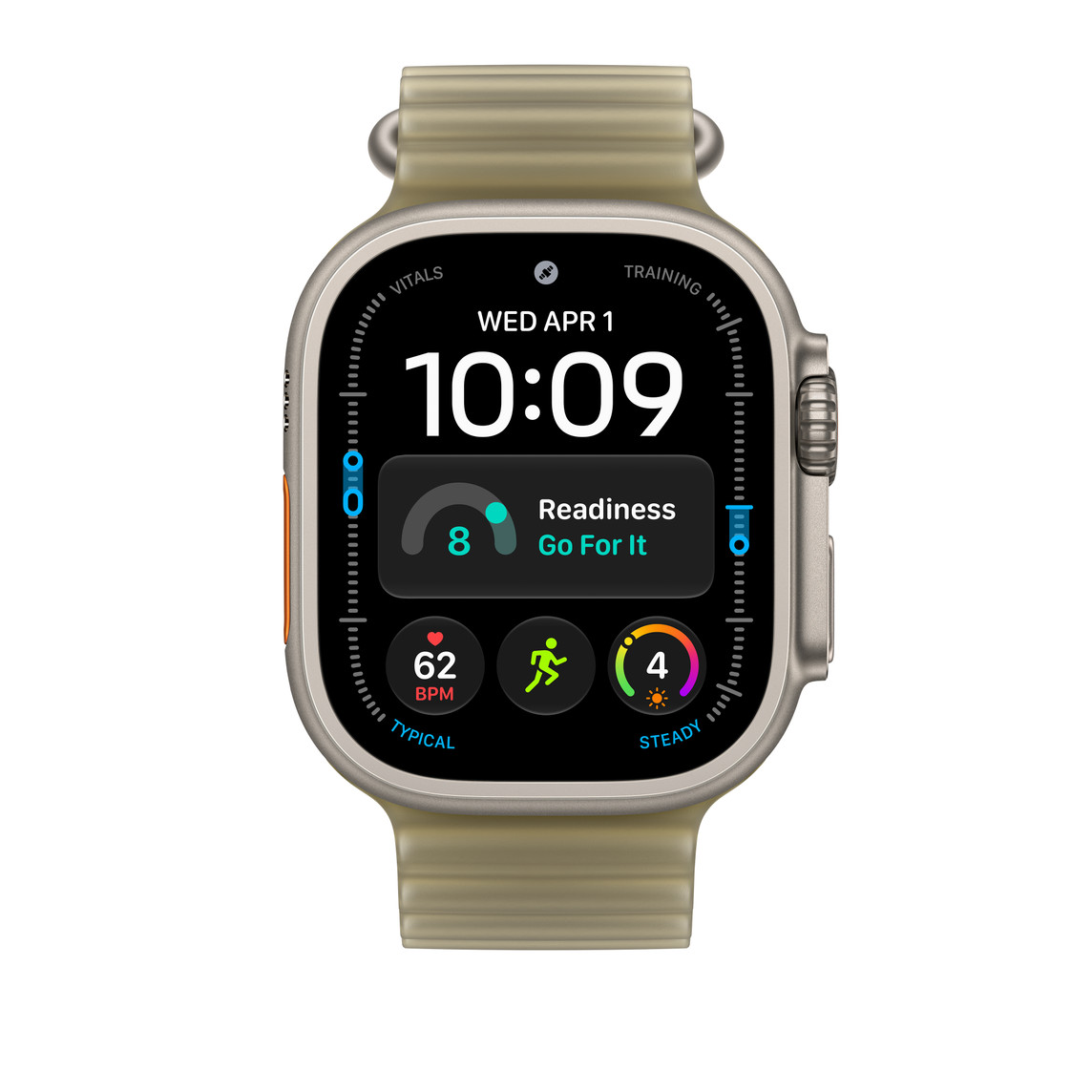 Apple Watch 49mm Titanium Band: Translucent Kelp Ocean Band - Natural Titanium Finish-2
