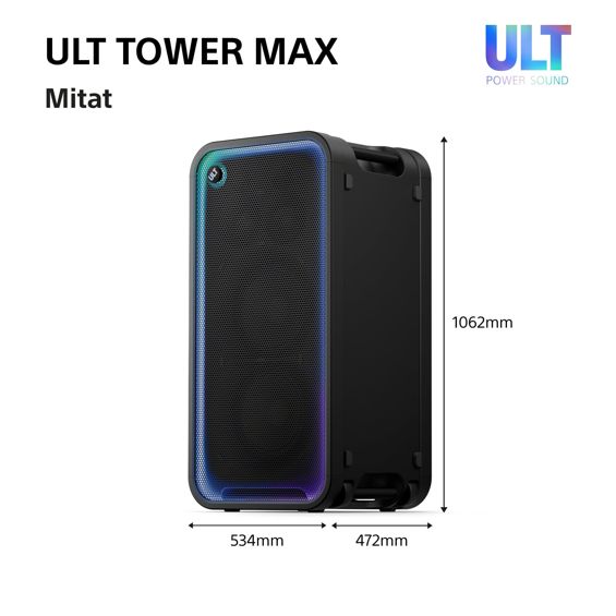 Party zvučnik SONY ULT TOWER MAX SRS-ULT3000 (Bluetooth 5.3 LDAC, 2x woofer 280 mm, XLR/RCA ulazi, ulaz za mikrofon, party svjetla)-4