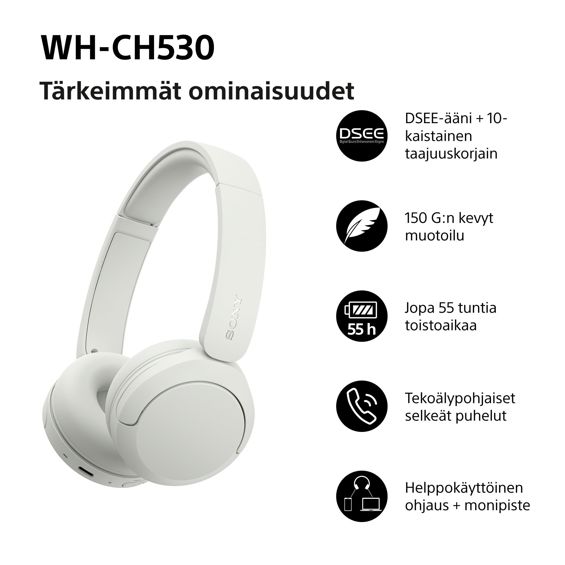 Bežične on-ear slušalice Sony WH-CH530, White-1