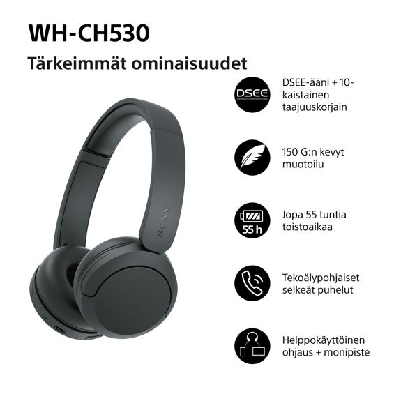 Bežične on-ear slušalice Sony WH-CH530, Black-1