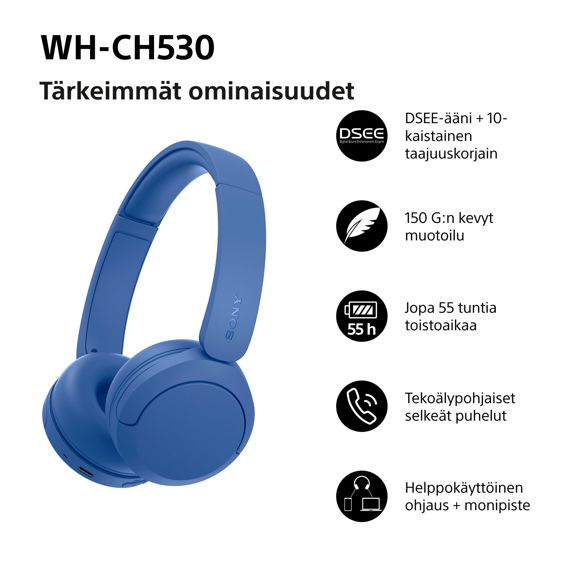 Bežične on-ear slušalice Sony WH-CH530, Blue-1