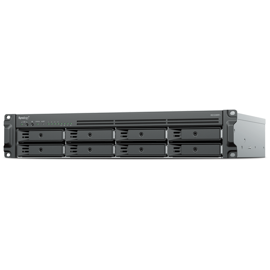 NAS poslužitelj SYNOLOGY RackStation RS1226RP+ (2U rack, 8 ležišta, AMD Ryzen V1500B, 4 GB DDR4 ECC, 2 x 2,5GbE, redundantno napajanje)