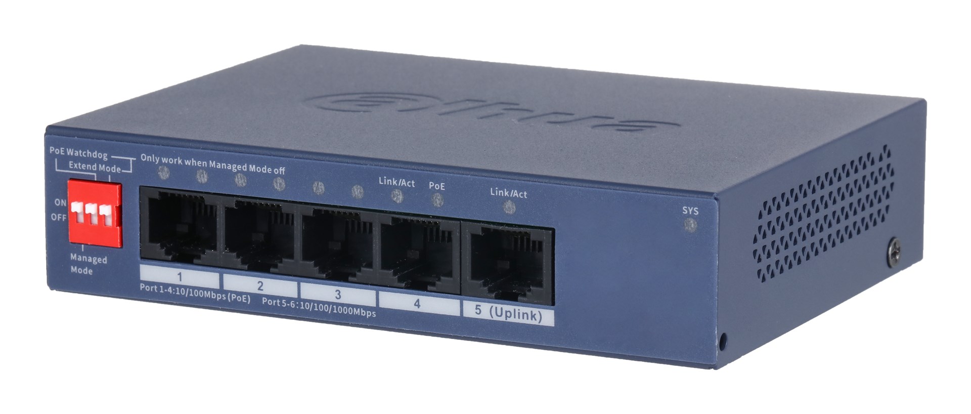 Dahua Technology CS4005-4ET1GT-36 network switch Managed L2 Gigabit Ethernet (10/100/1000) Power over Ethernet (PoE) Blue