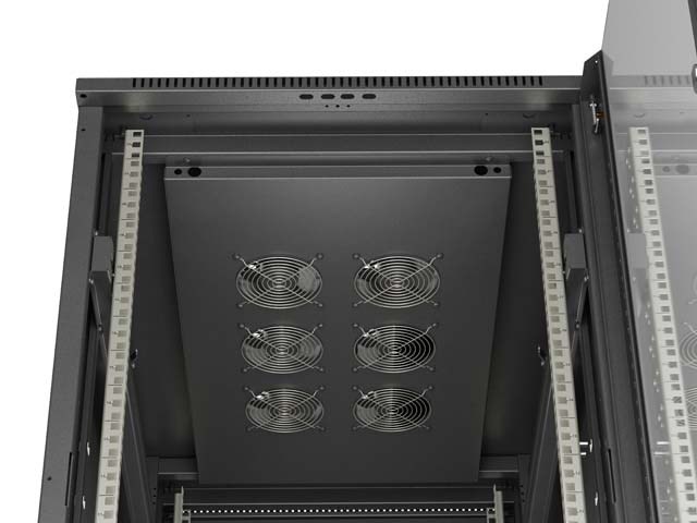 Rack ormar LANBERG FF01-6022-12B 19" 22U (samostojeći, 600 x 1000 mm, staklena prednja vrata, crna boja)-6
