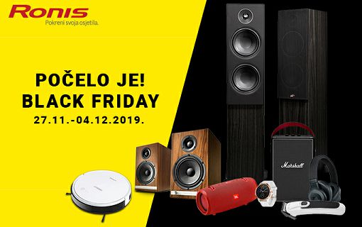 BLACK FRIDAY Najluđi popusti u Ronisu ikad, idemo i do 60% niže! Budi brz! Ulovi ispod cijene svoj novi hi-fi sistem, prijenosni zvučnik, sluške, pametni sat ili neki od kućanskih aparata!