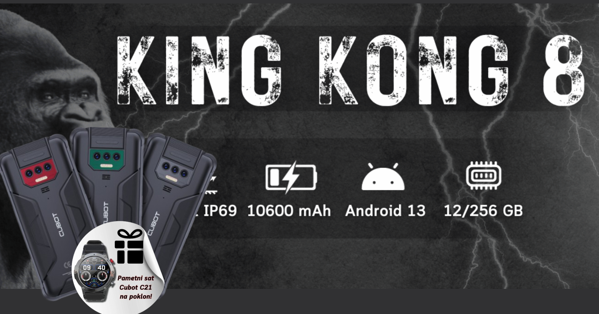 Cubot King Kong 8 + poklon Cubot C21 pametni sat! 🎁