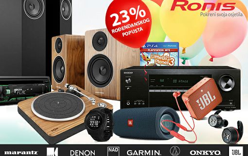 Slavimo 23. rođendan! 🎉 Proslavi s nama uz 23% popusta na preko 100 sjajnih artikala! Slušalice, Hi-Fi, zvučnici, car audio, pametni sat, romobil, igre...naruči odmah jer ponuda traje do 23.05.2020 ili do isteka zaliha!