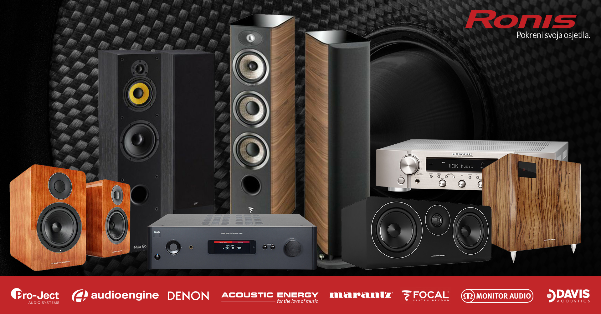 HIFI AKCIJA Do 44% na Acoustic Energy, Focal, Audioengine, Onkyo, Polk, Davis Acoustics, Denon, PSB,