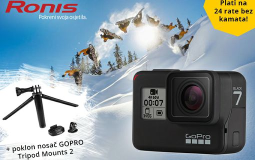Kreni u avanturu sa GoPro HERO7 Black kamerom sada uz poklon TRIPOD STATIV