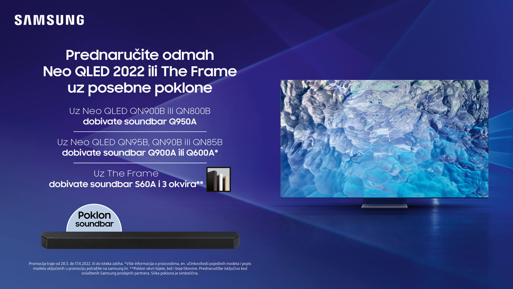 Prednaruči Samsung Neo QLED 2022 ili The Frame uz posebne poklone